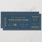 Custom Event Ticket, Concert Fake Ticket Goud Kaart (Voorkant / Achterkant)