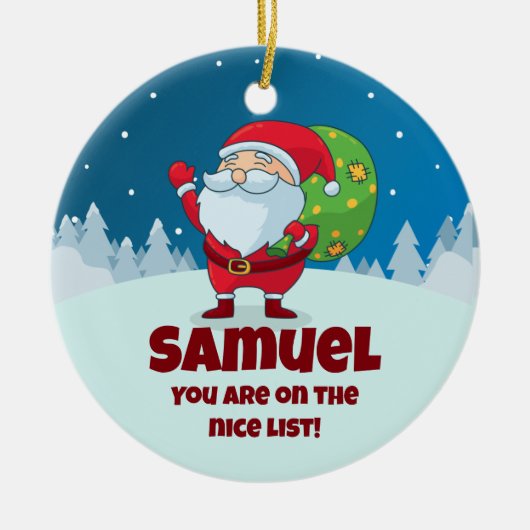 CUSTOM Ewn Message Funny KerstNice List Keramisch Ornament (Voorkant)