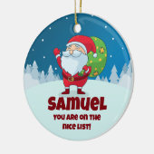 CUSTOM Ewn Message Funny KerstNice List Keramisch Ornament (Links)
