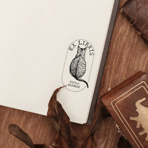 Custom Ex Libris  Cat, Boek Rubberstempel