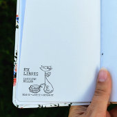 Custom Ex Libris, Leuke Kat met boeken Rubberstempel