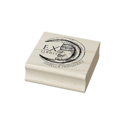 Custom Ex Libris Mystical Moon Boek Rubberstempel (Stempel)