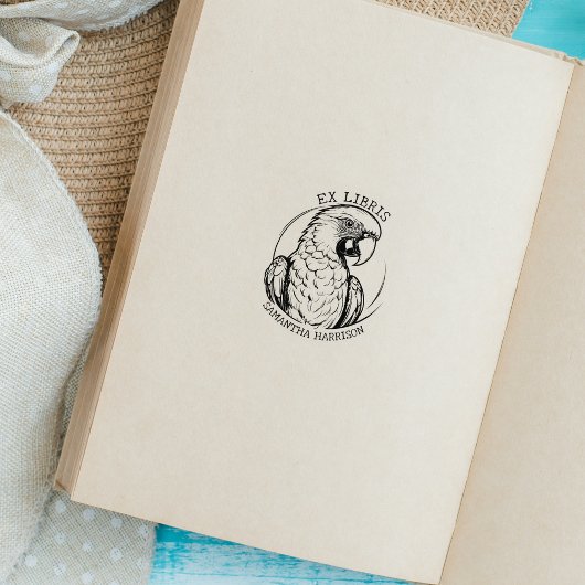 Custom Ex Libris Parrot Vogel, Bibliotheek Dier Rubberstempel