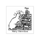 Custom Ex Libris,  Schattige Kattenboek Rubberstempel (Afrduk)