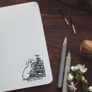 Custom Ex Libris, Schattige Kattenboek Rubberstempel