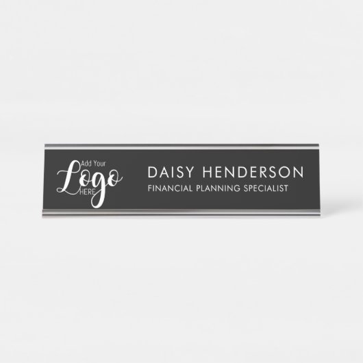 Custom Executive Desk Name Plate with Logo – Bureau Naambordje (Voorkant)