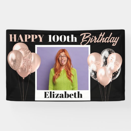 Custom Extra Groot Roos Goud Gepersonaliseerd Verj Spandoek (Horizontaal)