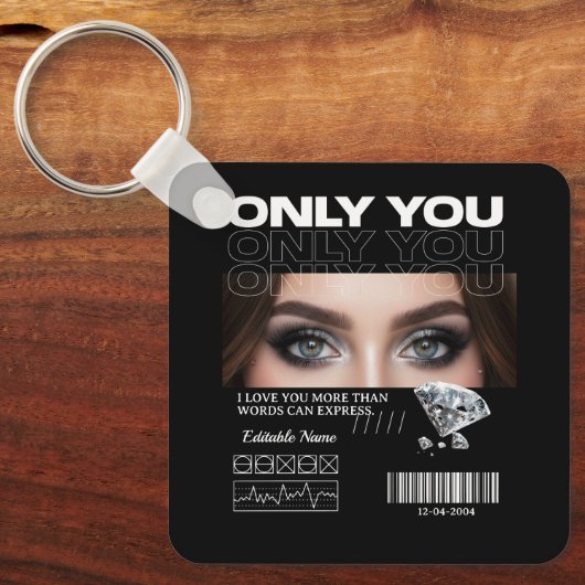 Custom Eyes Image & Name | Personalized Sleutelhanger (Voorkant)