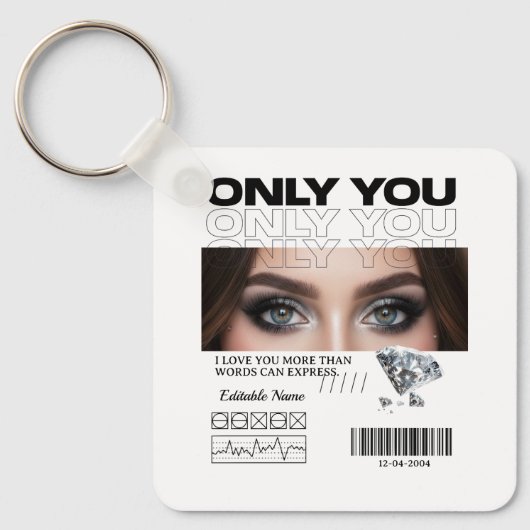 Custom Eyes Image, text | Personalized  Sleutelhanger (Voorkant)