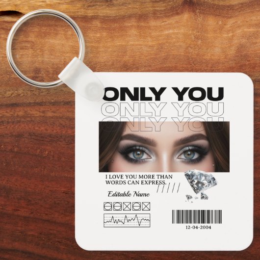 Custom Eyes Image, text | Personalized Sleutelhanger (Voorkant)