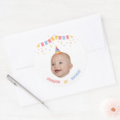 Custom Face 1e 2e 3e 10e 20e verjaardagsfeest Ronde Sticker (Envelop)