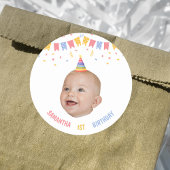 Custom Face 1e 2e 3e 10e 20e verjaardagsfeest Ronde Sticker