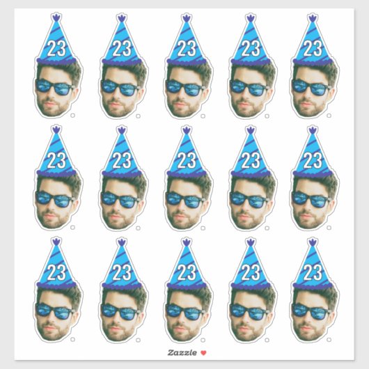 Custom Face 20th 30th 40th 50th 60th 70th Verjaard Sticker (Vel)