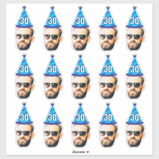 Custom Face 20th 30th 40th 50th 60th 70th Verjaard Sticker (Vel)