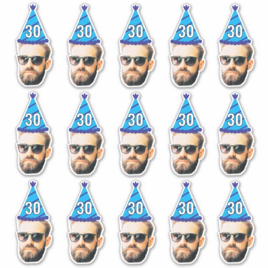 Custom Face 20th 30th 40th 50th 60th 70th Verjaard Sticker (Voorkant)