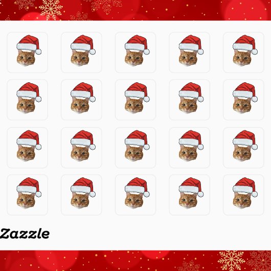 Custom Face Cat Santa Hat Photo Christmas   Vierkante Sticker