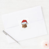 Custom Face Cat Santa Hat Photo Christmas   Vierkante Sticker (Envelop)