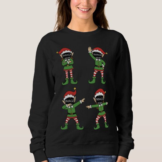 Custom Face Christmas Elf Sweatshirt: Personalized Trui (Voorkant)