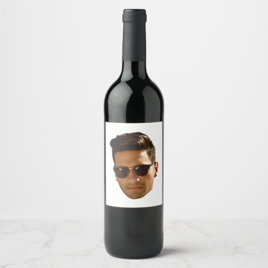 Custom Face Cutout Bachelorette Party Verjaardag Wijn Etiket (Voorkant)