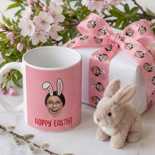 Custom Face Funny Easter Bunny Ears Photo Koffiemok