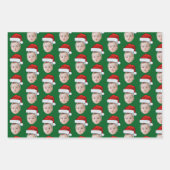Custom Face Head Photo Santa Hat Christmas Green Inpakpapier Vel (Voorkant 2)