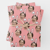 Custom Face Personalized Easter Bunny Ears Photo Inpakpapier Vel (In situ)