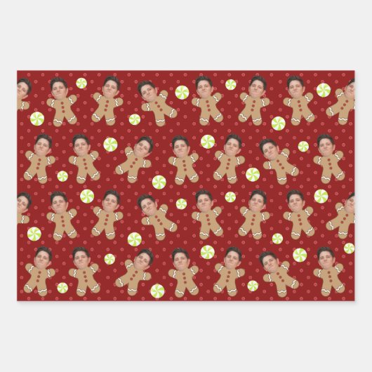 Custom Face Photo Christmas Variety Pack 3 Leuk Inpakpapier Vel (Voorkant)