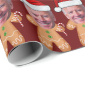 Custom Face Photo Gingerbread Joe biden Christmas Cadeaupapier (Rol Hoek)