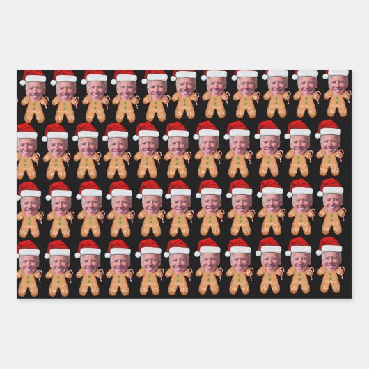 Custom Face Photo Gingerbread Joe biden Christmas Inpakpapier Vel (Voorkant 2)