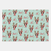 Custom Face Photo Rendier Kerstmis Inpakpapier Vel (Voorkant 3)