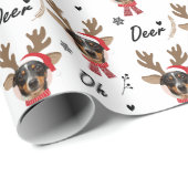 Custom Face Photo Rendier Kerstvakantie wit Cadeaupapier (Rol Hoek)