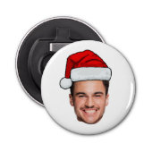 Custom Face Photo Santa Hat Christmas Button Flesopener (Voorkant)