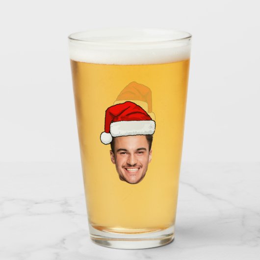 Custom Face Photo Santa Hat Christmas Glas (Voorkant gevuld)