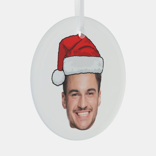 Custom Face Photo Santa Hat Christmas Glas Ornament (Voorkant Rechts)