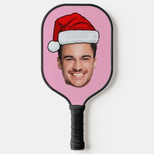 Custom Face Photo Santa Hat Christmas Pink Pickleball Paddle (Voorkant)