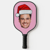 Custom Face Photo Santa Hat Christmas Pink Pickleball Paddle (Achterkant)