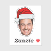 Custom Face Photo Santa Hat Christmas Sticker (Vel)