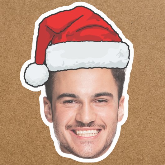 Custom Face Photo Santa Hat Christmas Sticker