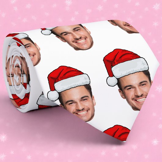 Custom Face Photo Santa Hat Christmas Stropdas
