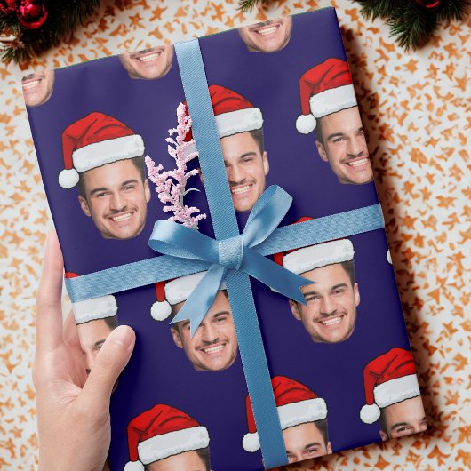 Custom Face Photo with Santa Hat | Unique Gift  Cadeaupapier