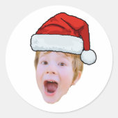 Custom Face Santa Hat Stickers, Photo Christmas Ronde Sticker (Voorkant)