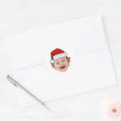 Custom Face Santa Stickers, Face Photo Santa Hat Ronde Sticker (Envelop)