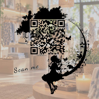Custom Fairy Tale Magic Tree Silhouette QR Code Raamsticker