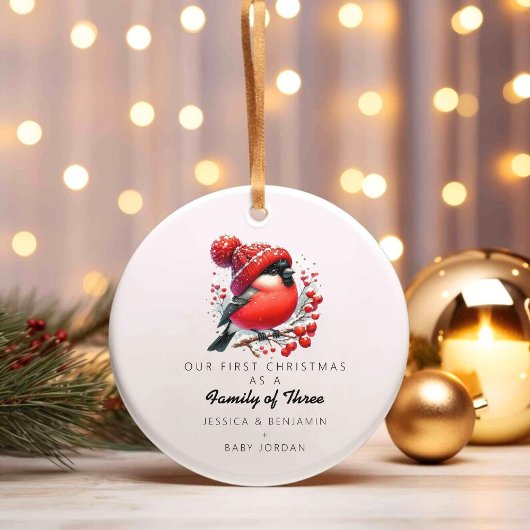 Custom familie van drie kerst keramisch ornament
