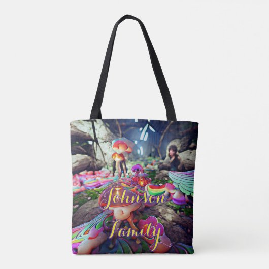 Custom Family Beach Canvas tas met champignons (Achterkant)