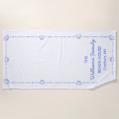 Custom Family Beach House Coastal Blue Shell Chic Strandlaken (Voorkant)