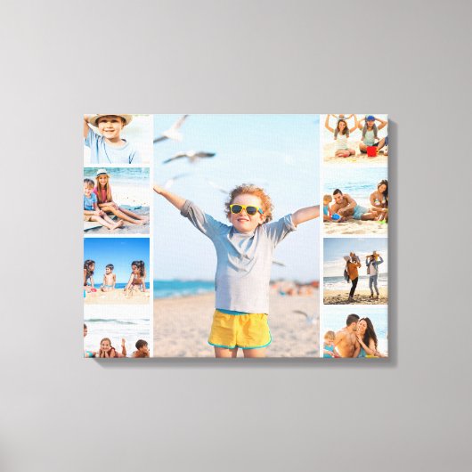 Custom Family Beach Portrait Wall Art 9 Kids Summe Canvas Afdruk (Voorkant)