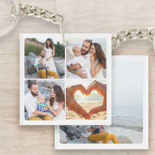 Custom Family Collage Vijf foto gepersonaliseerd Sleutelhanger