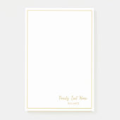 Custom Family Last Name Gold Border Post-it Notes (Devant)