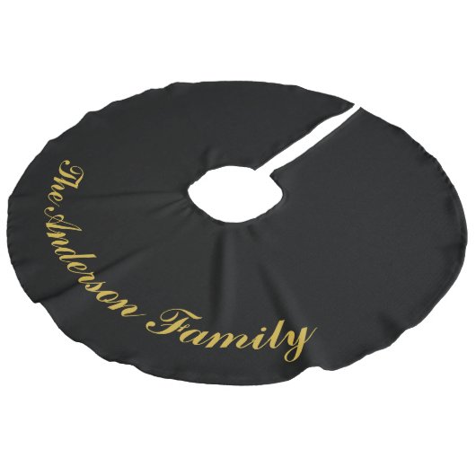 Custom Family Name Black Christmas Tree Skirt Imitatie Linnen Kerstboom Kleed (Gekanteld)